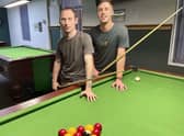 Pool  competition winner Karl Barratt (left) with runner up Ben Manship