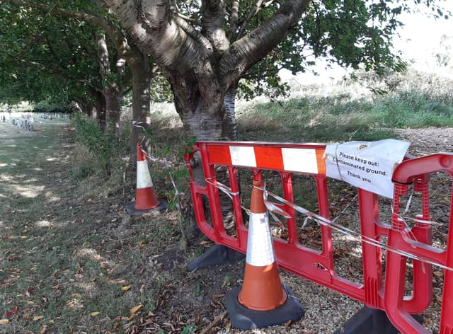 Off limits. Town councillors are coming up with a plan after it was discovered the new nature area created from a disused corner of Sleaford cemetery is contaminated with old asbestos particles. EMN-210923-145913001