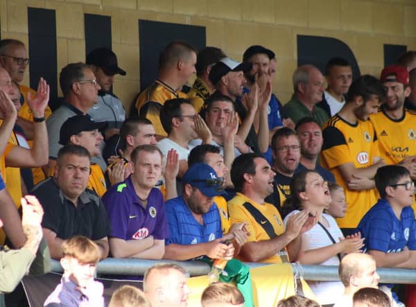 Boston United fans watch their side beat Guiseley. Photo: Oliver Atkin