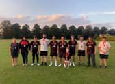 Horncastle Cricket Club members back at the club house after their 26 mile walk.
