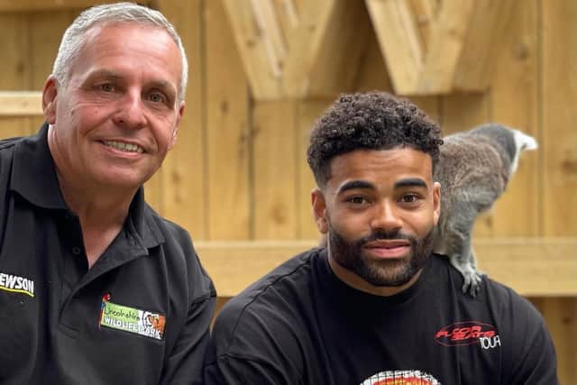 Lincolnshire Wildlife Park CEO Steve Nicholls with Hollyoaks and I'm a Celeb star Malique Thompson-Dwyer.