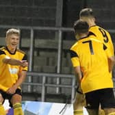 United celebrate during their victory over Dunkirk. Photo: Eric Brown
