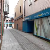 Two Poundlands ... the side of the future Poundland, in Market Place, and the existing store in Pescod Square in the background.