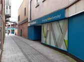 Two Poundlands ... the side of the future Poundland, in Market Place, and the existing store in Pescod Square in the background.