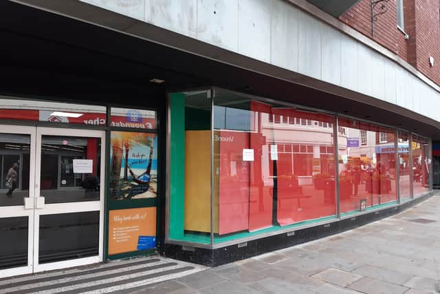 The new Rebos department store will be opening in Boston town centre on Monday. Pictured is the shop front, which is still undergoing completion today (Friday).