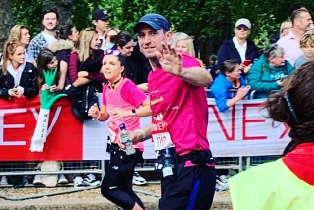 Daniel Riches pictured during the London Marathon.