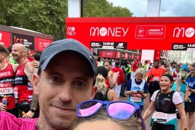 Daniel pictured with his running partner Bethany Lines.