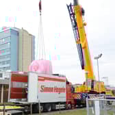 The new MRI scanner arrives at Boston's Pilgrim Hospital.