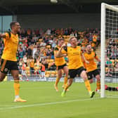 Danny Elliott scores against Spennymoor. Photo: Oliver Atkin