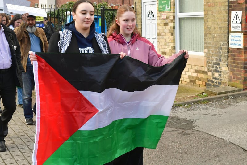 Palestine ceasefire protest march from Station Road, Sleaford, to the market place.