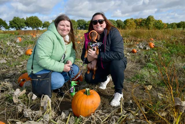 Gemma Hurley and Sarah Lewis with dog Chipolata, of Horncastle.