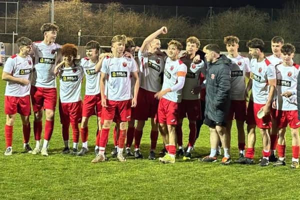 Skegness Town's youngsters celebrate their title win. Photo: Skegness Town FC.