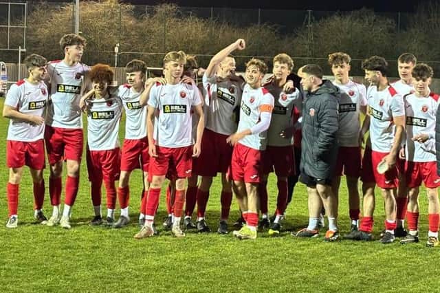 Skegness Town's youngsters celebrate their title win. Photo: Skegness Town FC.
