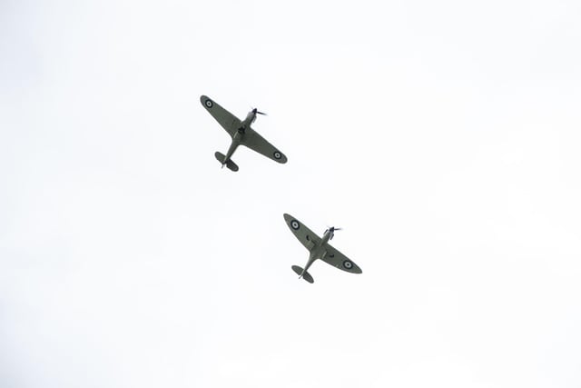 A flypast by the BBMF Spitfire and Hurricane.