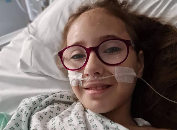 Phoebe Roberts recovering from her surgery. Photo: Rebecca Roberts