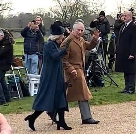 King Charles and Camilla the Queen Consort arrive at Sandringham church. Photos: Sharron Tonge
