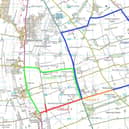 A map marking the road closure on the B1202 and the two diversion routes.