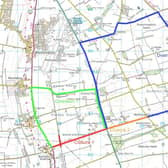 A map marking the road closure on the B1202 and the two diversion routes.