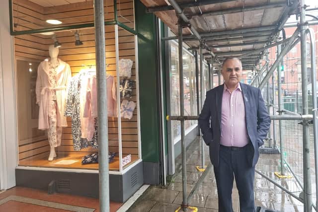 Director Mohammed Javed outside Alisons where work on the shop front has begun.