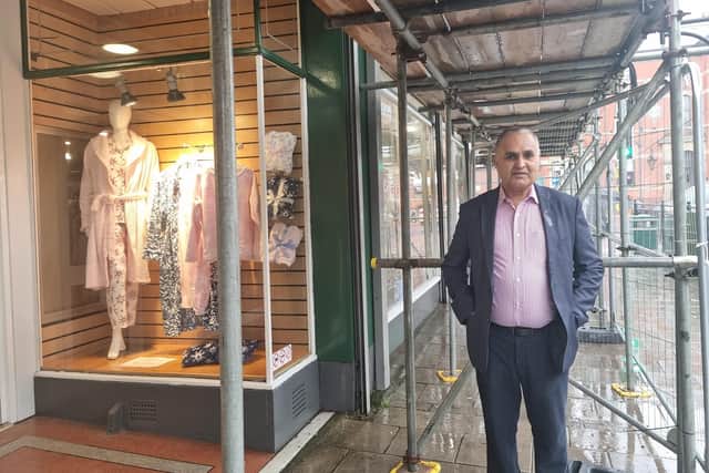 Director Mohammed Javed outside Alisons where work on the shop front has begun.