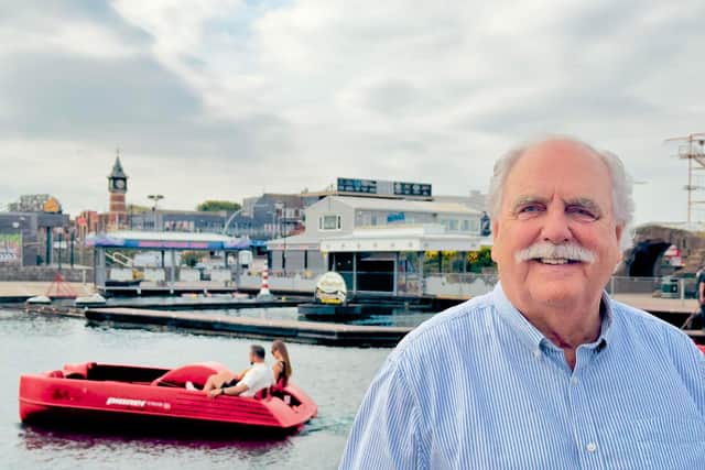 Honoured Citizen Brian O'Connor by the boating lake business which he owns.
