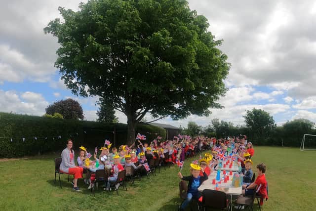 The jubilee lunch at Kirkby La Thorpe School.