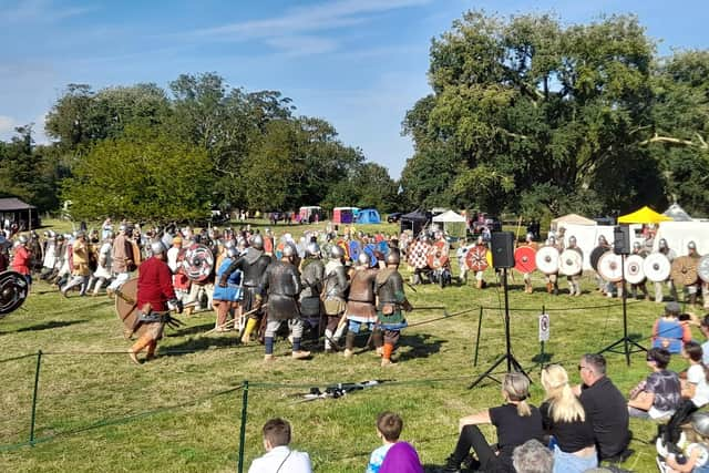 Viking re-enactors do battle at Threekingham.