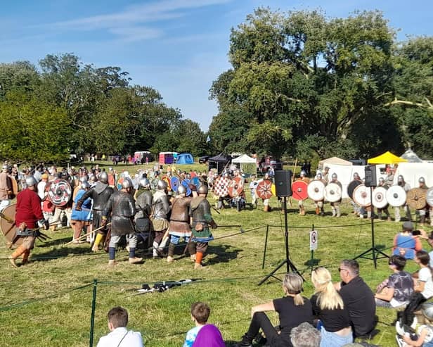 Viking re-enactors do battle at Threekingham.