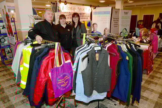 Exhibitors (from left) Dave Henton, Becky Hoyes and Lisa Henton of Boston Anorak.