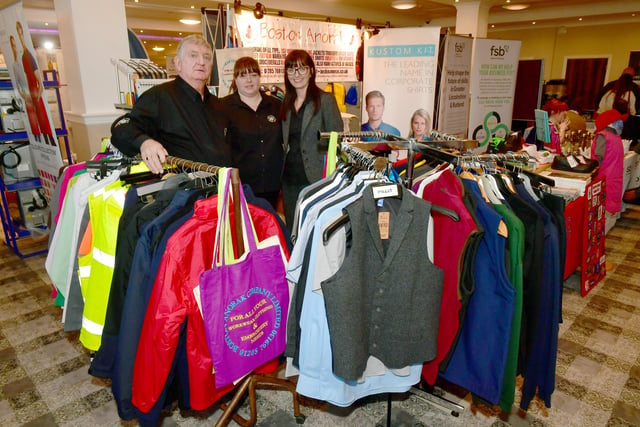 Exhibitors (from left)  Dave Henton, Becky Hoyes and Lisa Henton of Boston Anorak.