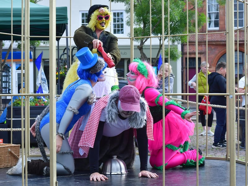 Cartoon Capers perform from the Birdcage Stage.
