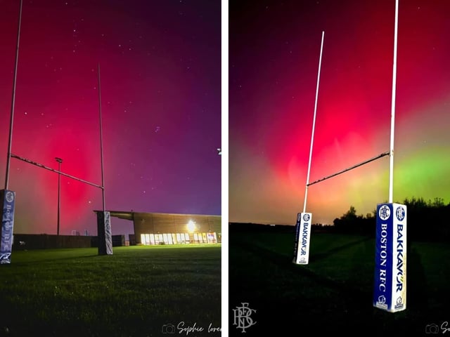 The Northern Lights as seen at Boston Rugby Football Club. Pictures: Sophie Lorenz