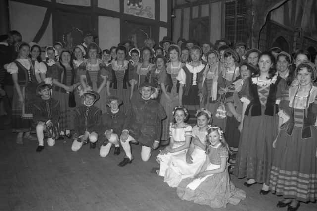 Members of Boston Operatic Society at a dress rehearsal for their production of Merrie England in 1970.