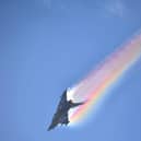 Christiaan Lowe's stunning shot of one of the Typhoons in action with rainbow vapour trail.