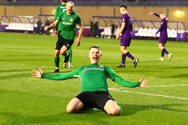 Ryan Flitton celebrates scoring his free-kick at Loughborough. Photo: Steve W Davies Photography.
