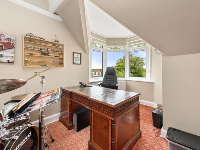 The other side of the turret window, the potential fourth bedroom.
