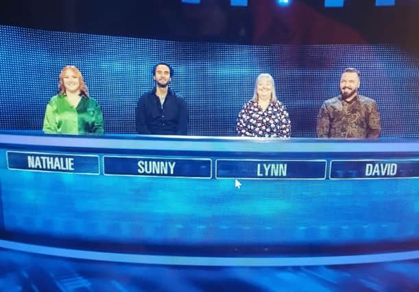 Sunny Dhillion (second left) appearing on The Chase. Photo: ITV/The Chase
