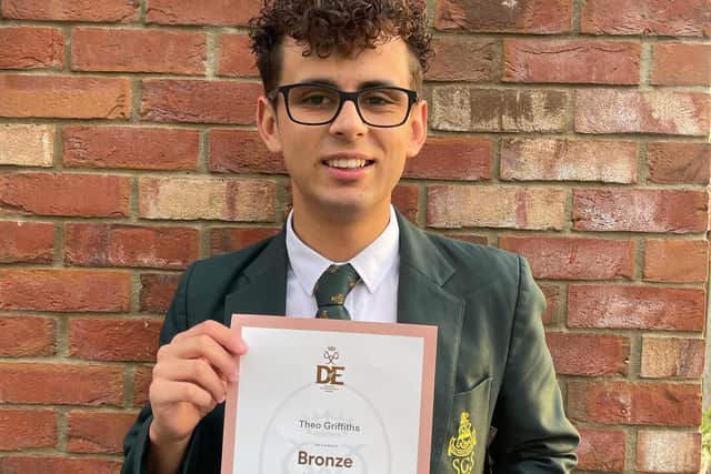 Theo Griffiths with his Duke of Edinburgh Award.
