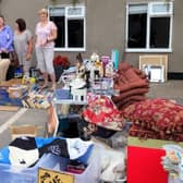 Churchwarden Stephanie Baines (left) with helpers at the Misterton car boot sale