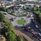 An aerial shot of the A16 Marsh Lane roundabout.