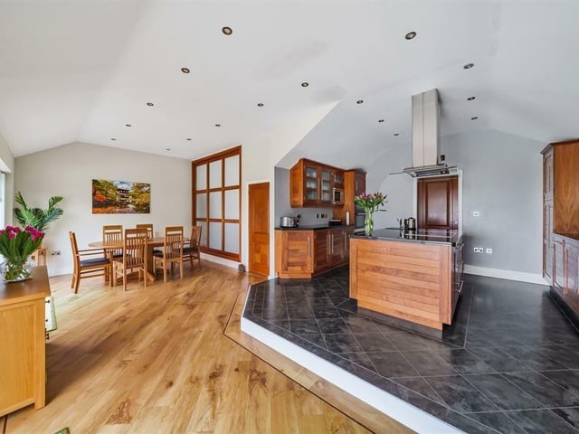 The open-plan kitchen/dining area.
