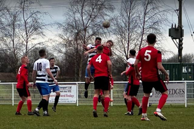 Aerial action from Louth's vital win at Crowle on Saturday.
