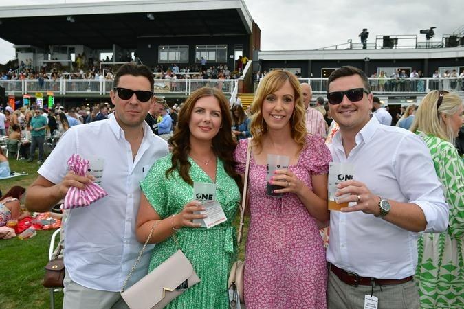 Cheers! Pictured (from left) areAsh Caress, Lizzie Caress, Vicky Ellis and James Ellis of Grantham