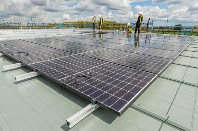 Solar panels on the roof of the new depot