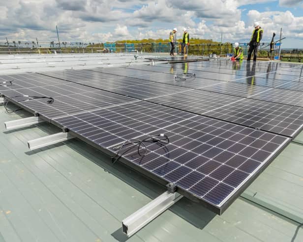 Solar panels on the roof of the new depot
