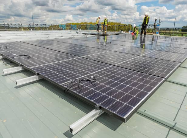 Solar panels on the roof of the new depot