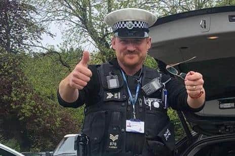 Sgt Luckett straight after returning to work after the incident