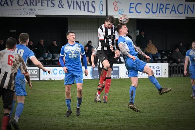 Action from Brigg's clash with Armthorpe on Saturday. Photo: Anna Backstrom/Brigg Town FC.