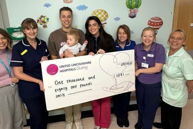 The Moriarty family with staff from Lincoln County Hospital's Rainforest Children's Ward