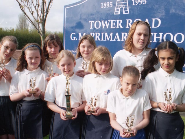 The netball A team at Tower Road School, winners of that year's Boston schools' league.